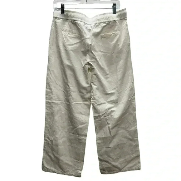 LAGACI White Linen Wide leg Drawstring Pants Side & Back Pockets Size M - Picture 7 of 10